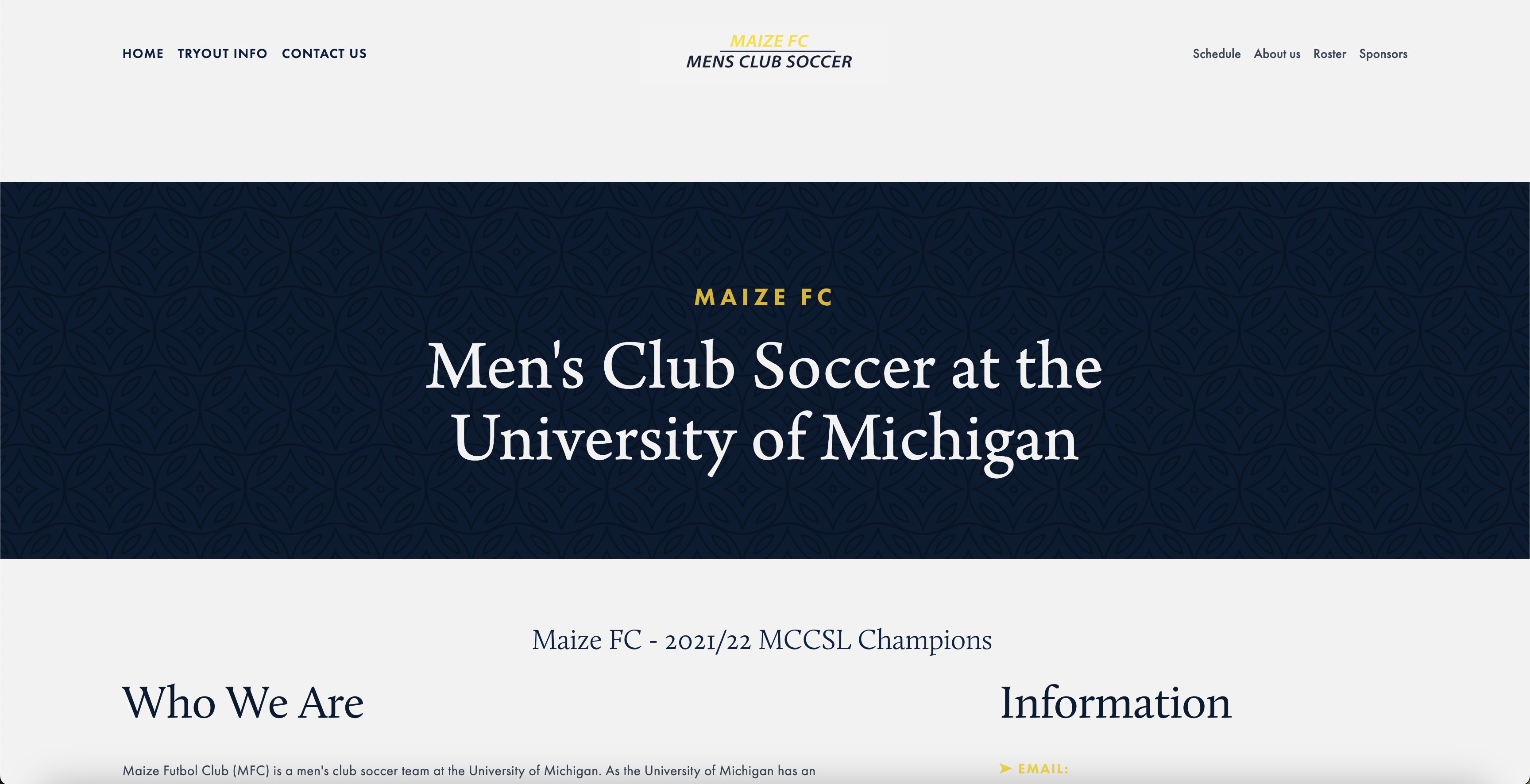 Maize FC Website