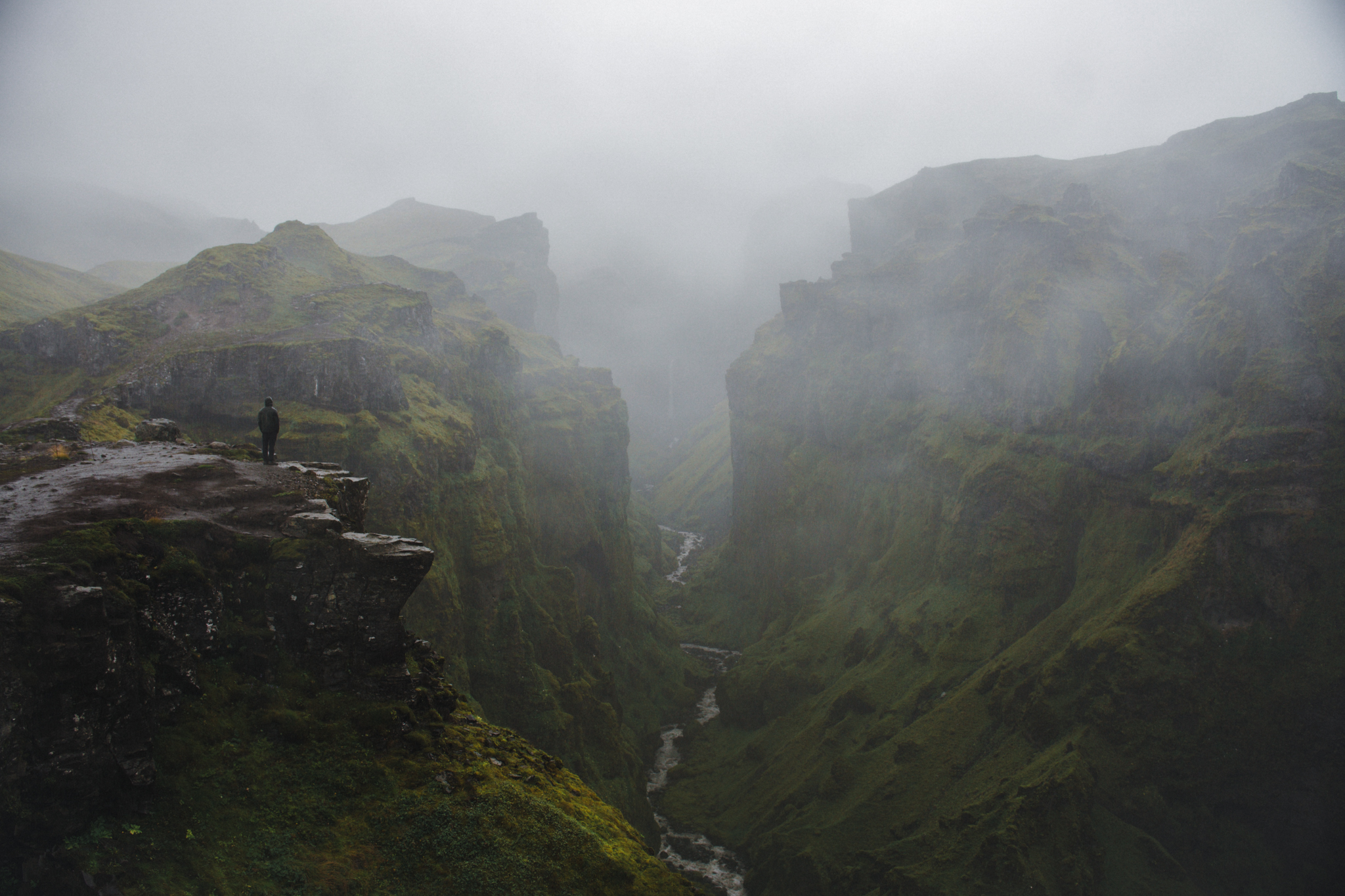 Waterfall canyon in Iceland